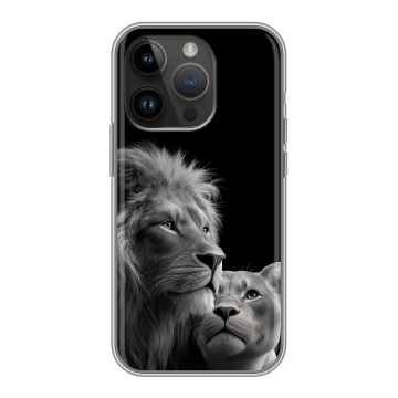 Силиконовый чехол на Iphone 14 Pro с принтом Лев кошки