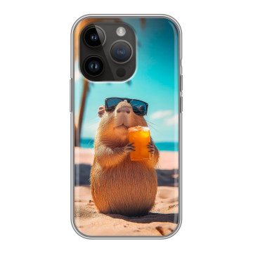Силиконовый чехол на Iphone 14 Pro с принтом Капибара