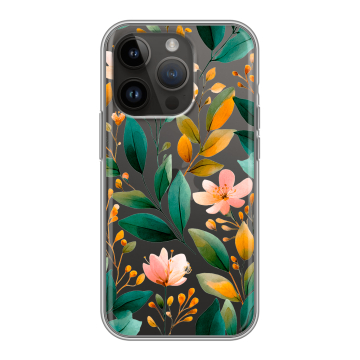 Силиконовый чехол на Iphone 14 Pro с принтом Цветы паттерн