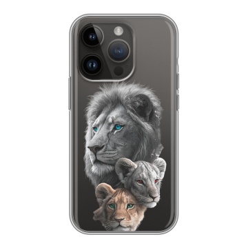 Силиконовый чехол на Iphone 14 Pro с принтом Львы