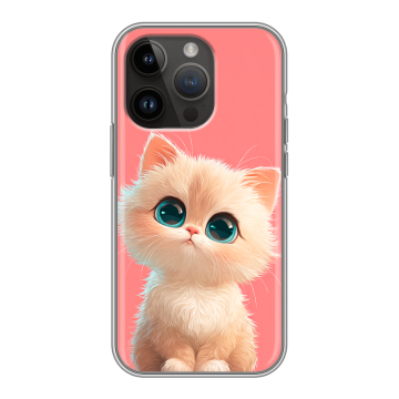Силиконовый чехол на Iphone 14 Pro с принтом Розовый котенок