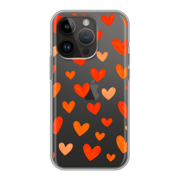 Силиконовый чехол на Iphone 14 Pro с принтом Сердечки