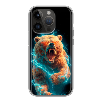 Силиконовый чехол на Iphone 14 Pro с принтом Медведь