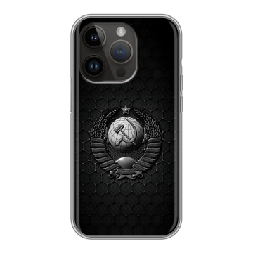 Силиконовый чехол на Iphone 14 Pro с принтом Герб Флаг СССР