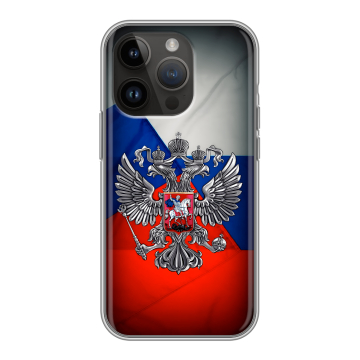 Силиконовый чехол на Iphone 14 Pro с принтом Флаг России Силиконовый чехол на Iphone 14 Pro с принтом Флаг России