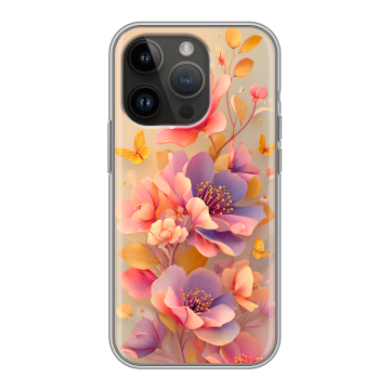 Силиконовый чехол на Iphone 14 Pro с принтом Цветы и бабочки