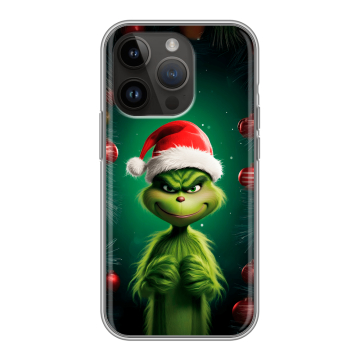Силиконовый чехол на Iphone 14 Pro с принтом Гринч Новый год Рождество