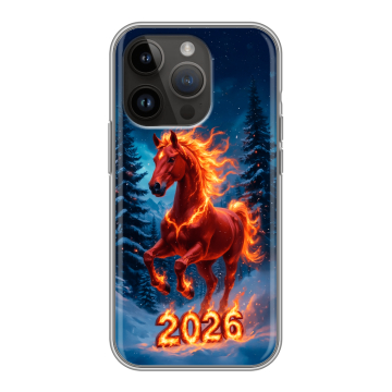 Силиконовый чехол на Iphone 14 Pro с принтом Новый год коня