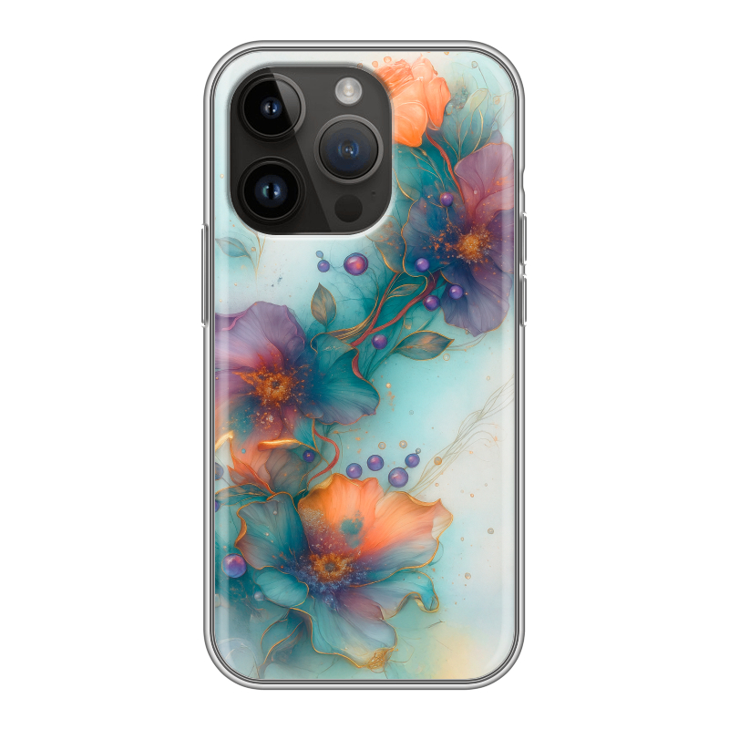 Силиконовый чехол на Iphone 14 Pro с принтом Акварельные цветы Силиконовый чехол на Iphone 14 Pro с принтом Акварельные цветы