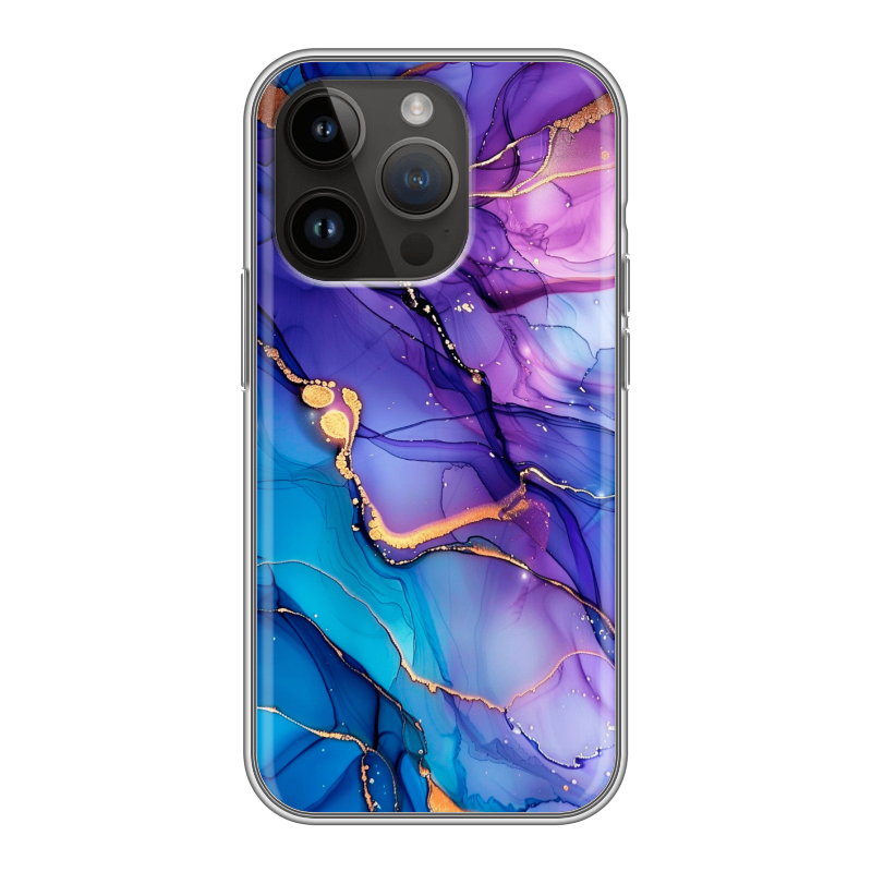 Силиконовый чехол на Iphone 14 Pro с принтом синий мрамор Силиконовый чехол на Iphone 14 Pro с принтом синий мрамор
