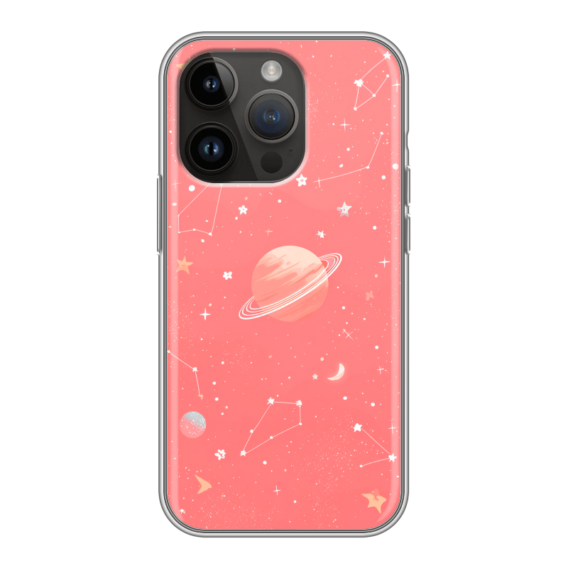 Силиконовый чехол на Iphone 14 Pro с принтом Розовый космос Силиконовый чехол на Iphone 14 Pro с принтом Розовый космос