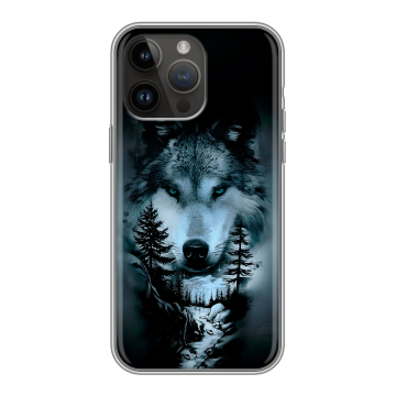 Силиконовый чехол на Iphone 14 Pro Max с принтом Лесной волк