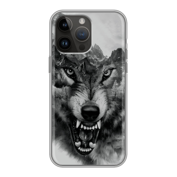 Силиконовый чехол на Iphone 14 Pro Max с принтом Волк