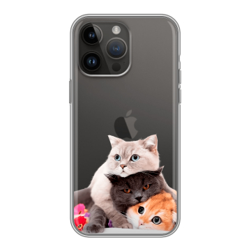 Силиконовый чехол на Iphone 14 Pro Max с принтом Кошки