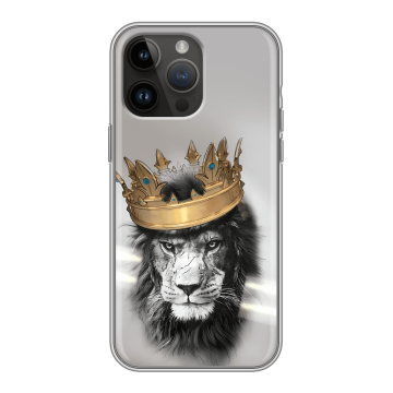 Силиконовый чехол на Iphone 14 Pro Max с принтом Лев с короной