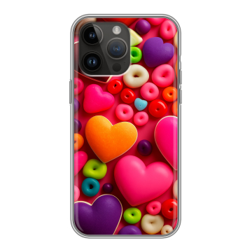 Силиконовый чехол на Iphone 14 Pro Max с принтом Сердечки
