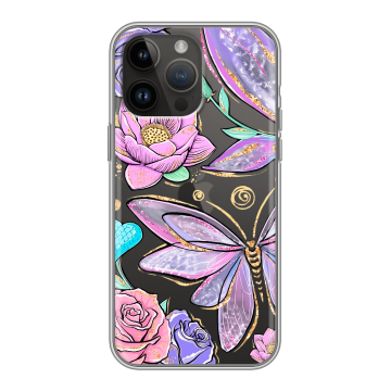 Силиконовый чехол на Iphone 14 Pro Max с принтом Бабочки и цветы Силиконовый чехол на Iphone 14 Pro Max с принтом Бабочки и цветы