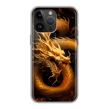 Силиконовый чехол на Iphone 14 Pro Max с принтом Золотой дракон Силиконовый чехол на Iphone 14 Pro Max с принтом Золотой дракон