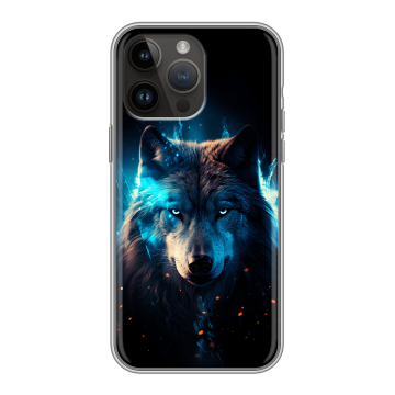 Силиконовый чехол на Iphone 14 Pro Max с принтом Волк ночной