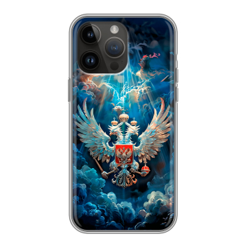 Силиконовый чехол на Iphone 14 Pro Max с принтом Герб флаг России Силиконовый чехол на Iphone 14 Pro Max с принтом Герб флаг России
