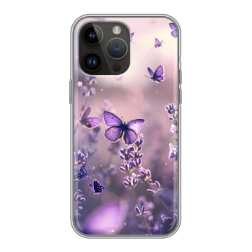 Силиконовый чехол на Iphone 14 Pro Max с принтом бабочки и лаванда Силиконовый чехол на Iphone 14 Pro Max с принтом бабочки и лаванда
