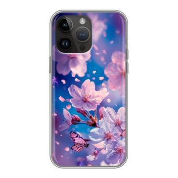 Силиконовый чехол на Iphone 14 Pro Max с принтом цветы бабочки Силиконовый чехол на Iphone 14 Pro Max с принтом цветы бабочки