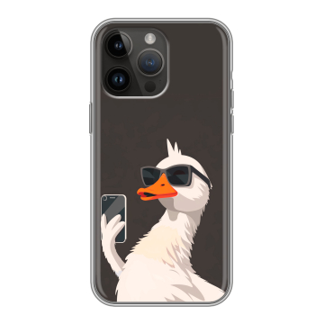 Силиконовый чехол на Iphone 14 Pro Max с принтом утка в очках Силиконовый чехол на Iphone 14 Pro Max с принтом утка в очках