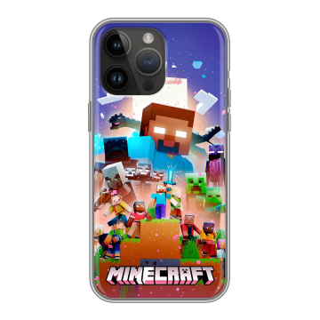 Силиконовый чехол на Iphone 14 Pro Max с принтом Майнкрафт Minecraft Силиконовый чехол на Iphone 14 Pro Max с принтом Майнкрафт Minecraft