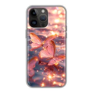 Силиконовый чехол на Iphone 14 Pro Max с принтом бабочки розовые Силиконовый чехол на Iphone 14 Pro Max с принтом бабочки розовые