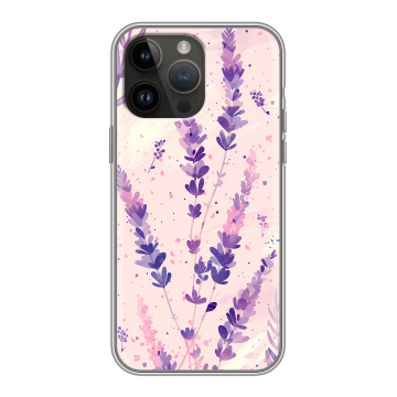 Силиконовый чехол на Iphone 14 Pro Max с принтом цветы лаванда Силиконовый чехол на Iphone 14 Pro Max с принтом цветы лаванда
