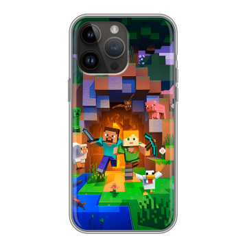 Силиконовый чехол на Iphone 14 Pro Max с принтом Майнкрафт Minecraft Силиконовый чехол на Iphone 14 Pro Max с принтом Майнкрафт Minecraft