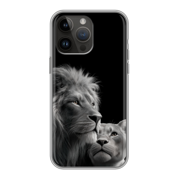 Силиконовый чехол на Iphone 14 Pro Max с принтом Лев кошки