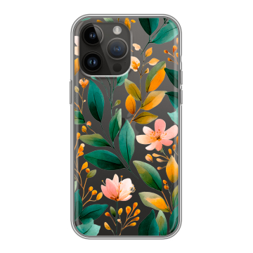 Силиконовый чехол на Iphone 14 Pro Max с принтом Цветы паттерн