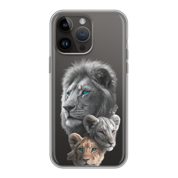 Силиконовый чехол на Iphone 14 Pro Max с принтом Львы