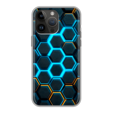 Силиконовый чехол на Iphone 14 Pro Max с принтом Неоновые соты
