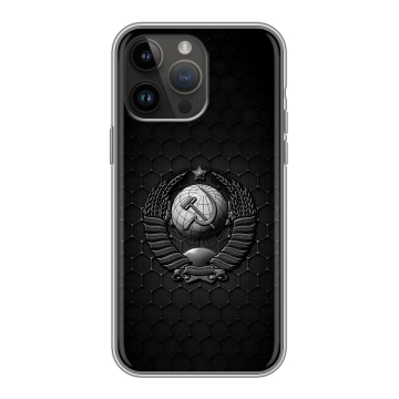 Силиконовый чехол на Iphone 14 Pro Max с принтом Герб Флаг СССР