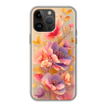 Силиконовый чехол на Iphone 14 Pro Max с принтом Цветы и бабочки
