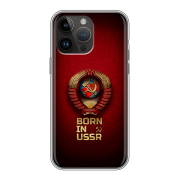 Силиконовый чехол на Iphone 14 Pro Max с принтом Флаг Герб СССР