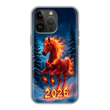 Силиконовый чехол на Iphone 14 Pro Max с принтом Новый год коня