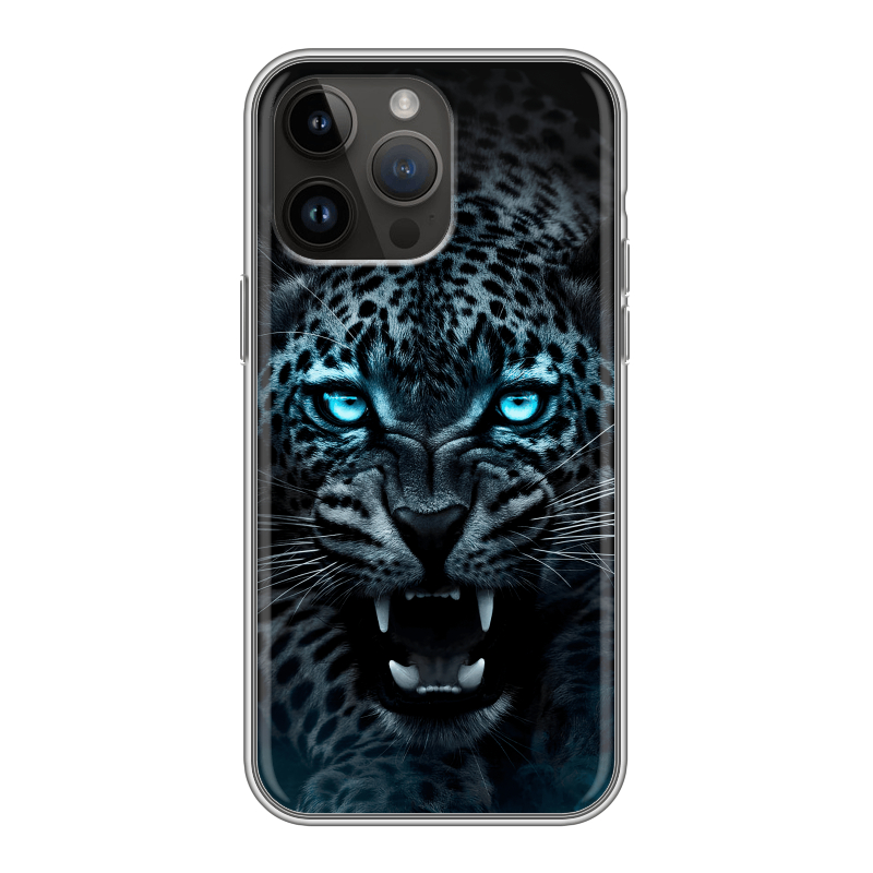 Силиконовый противоударный чехол на Iphone 14 Pro Max с принтом Темный леопард Силиконовый противоударный чехол на Iphone 14 Pro Max с принтом Темный леопард