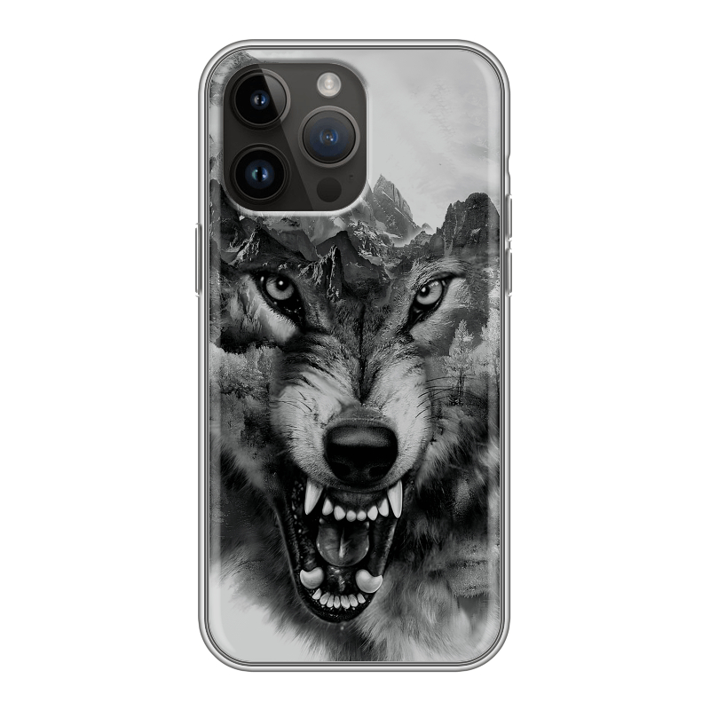 Силиконовый противоударный чехол на Iphone 14 Pro Max с принтом Волк Силиконовый противоударный чехол на Iphone 14 Pro Max с принтом Волк