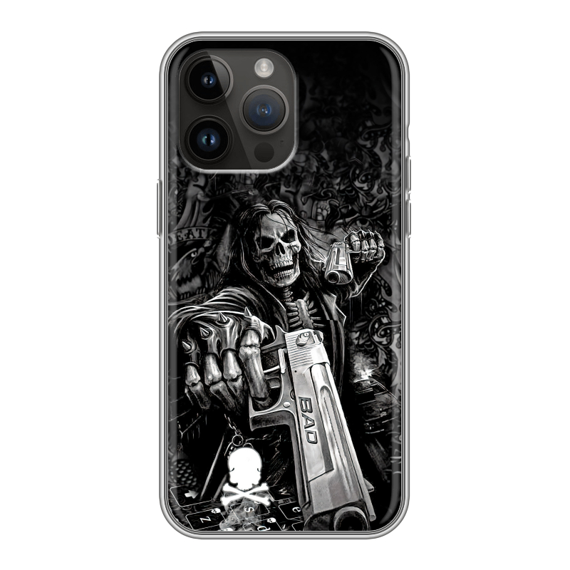 Силиконовый противоударный чехол на Iphone 14 Pro Max с принтом Скелет Силиконовый противоударный чехол на Iphone 14 Pro Max с принтом Скелет