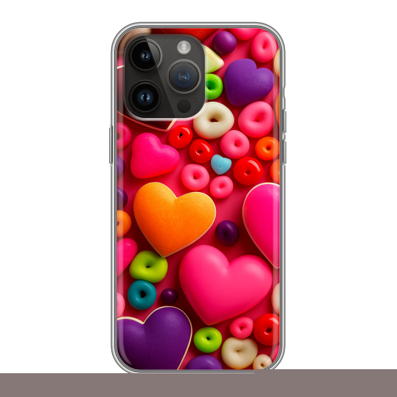 Силиконовый чехол на Iphone 14 Pro Max с принтом Сердечки Силиконовый чехол на Iphone 14 Pro Max с принтом Сердечки