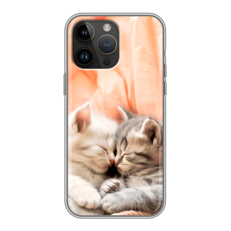 Силиконовый противоударный чехол на Iphone 14 Pro Max с принтом Котята Силиконовый противоударный чехол на Iphone 14 Pro Max с принтом Котята