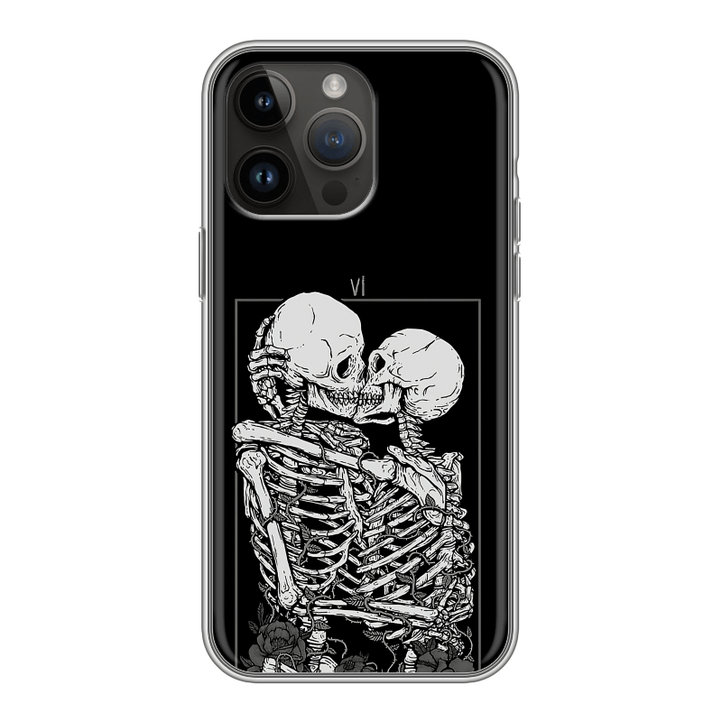 Силиконовый чехол на Iphone 14 Pro Max с принтом Поцелуй скелетов Силиконовый чехол на Iphone 14 Pro Max с принтом Поцелуй скелетов