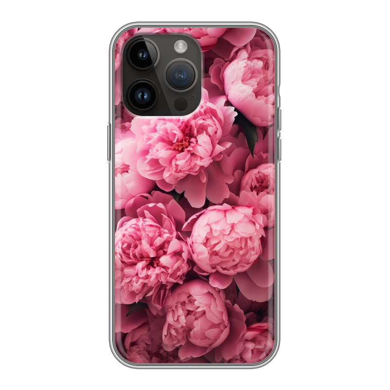 Силиконовый противоударный чехол на Iphone 14 Pro Max с принтом цветы пионы Силиконовый противоударный чехол на Iphone 14 Pro Max с принтом цветы пионы