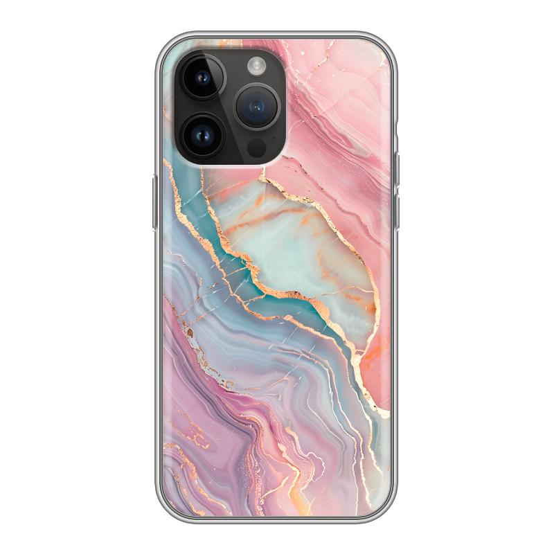 Силиконовый чехол на Iphone 14 Pro Max с принтом розовый мрамор Силиконовый чехол на Iphone 14 Pro Max с принтом розовый мрамор