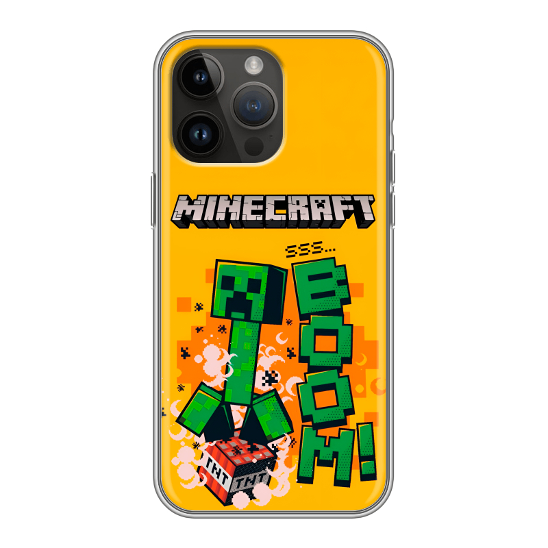 Силиконовый чехол на Iphone 14 Pro Max с принтом Майнкрафт Minecraft Силиконовый чехол на Iphone 14 Pro Max с принтом Майнкрафт Minecraft