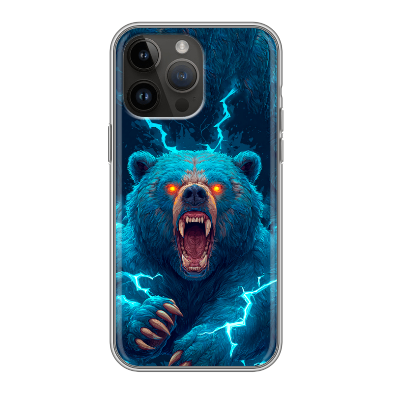 Силиконовый чехол на Iphone 14 Pro Max с принтом Медведь Силиконовый чехол на Iphone 14 Pro Max с принтом Медведь