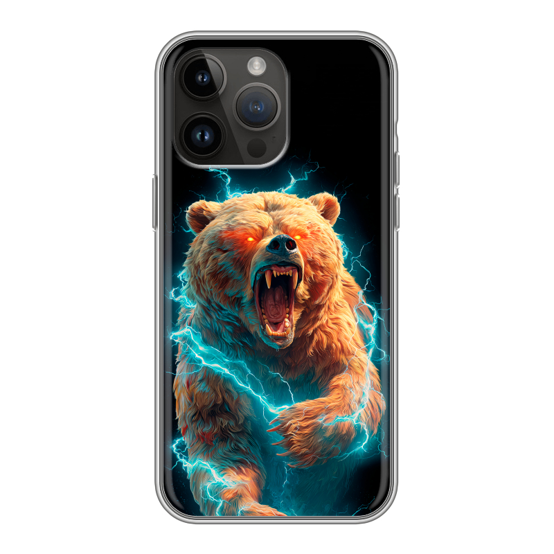 Силиконовый чехол на Iphone 14 Pro Max с принтом Медведь Силиконовый чехол на Iphone 14 Pro Max с принтом Медведь